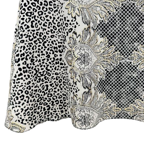 Nicole Miller Black & Cream Mixed Print Silk Blend Strapless Maxi Cocktail Dress - Picture 6 of 14